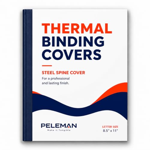 Custom Spine Covers for Thermal Binding – Binder Spine Only for 20–340 Sheets – Use with Any Thermal Binding Machine – Portrait & Landscape – Peleman (Navy, 80 Sheets Max - 80/Box)
