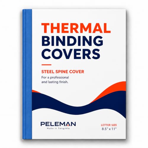 Custom Spine Covers for Thermal Binding – Binder Spine Only for 20–340 Sheets – Use with Any Thermal Binding Machine – Portrait & Landscape – Peleman (Azure, 100 Sheets Max- 66/Box)