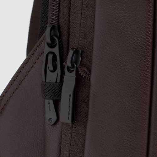 Piquadro - Expandable Leather Backpack Laptop 14" - Men - Dark Brown