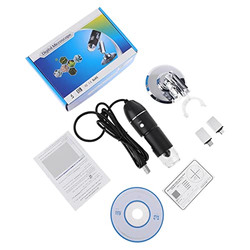 Microscope Accessories Kit 3-in-1 1600X USB Microscope Cell Phone Magnifier Microscope Slides(Without dim knob)