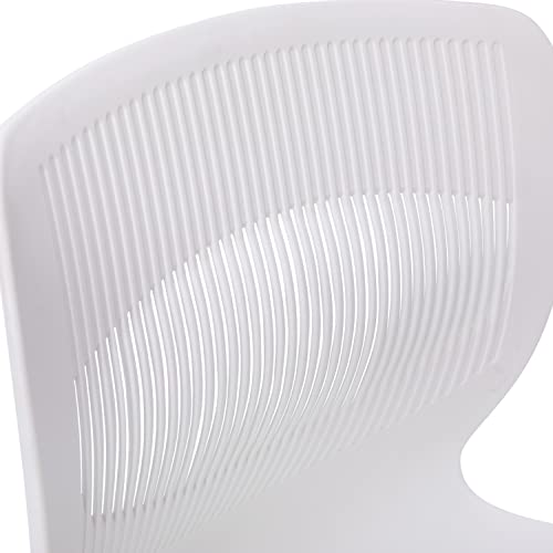 Flash Furniture Hercules Series Set of 5 Commercial Stack Chair - Roomy Wide 770 lb. Capacity - Lumbar Support - Durable Plastic - Silver Steel Frame - White