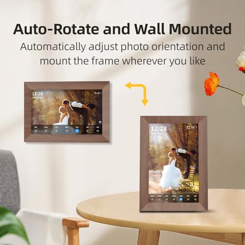 SyncGo 10.1 Inch Smart Wi-Fi Digital Calendar (Wood Grain) - Displays Your Photos, Wi-Fi Sync with Google Calendar, Wide Angle HD View