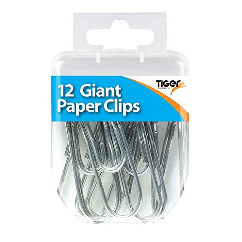 Tiger Stationery Essential Giant Paper Clips (Pack of 12) (One Size) (Silver)
