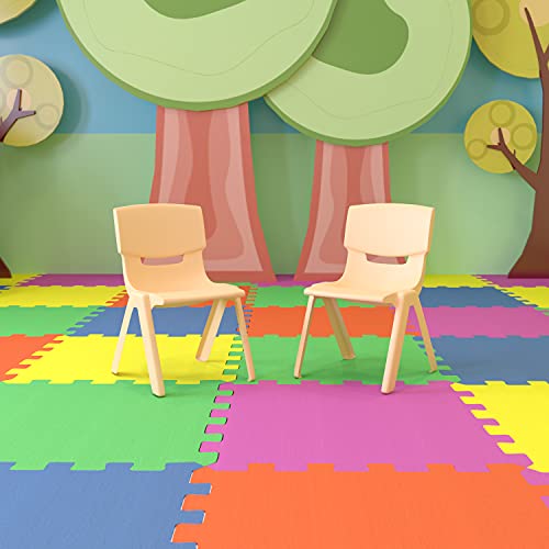 Flash Furniture Whitney 2 Pack Natural Plastic Stackable School Chair with 13.25" Seat Height