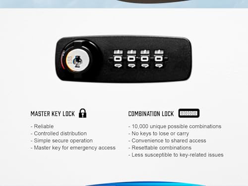 Barska 100 Position Combination Key Lock Box – Wall Mount Steel Key Cabinet with Adjustable Numbered Hooks, Index Log, Colored Tags for Office or Business- Key box wall mount - Key locker - Storage