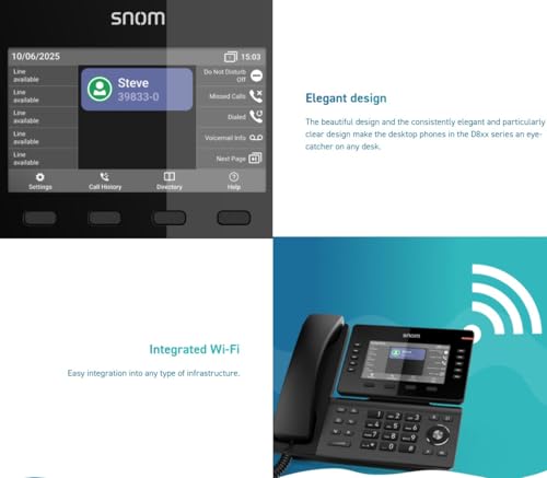 Snom D810W IP Table Telephone, 5 Inch IPS, WiFi, 6 SIP, Black