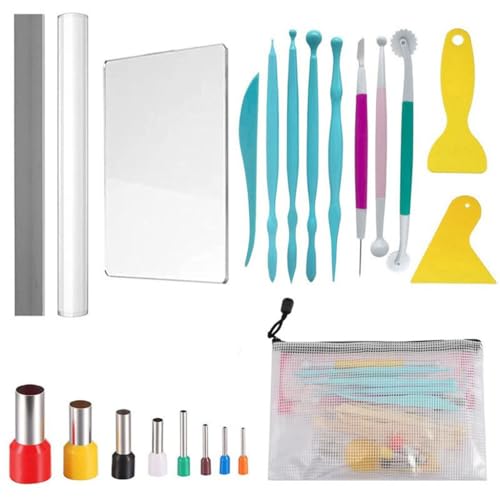 UOHLCX Polymer Clay Auxiliary Tools 22-piece Manual DIY Plate Action Figure Cutting molds Set