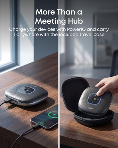 Anker PowerConf Speakerphone, Zoom Certified Conference Speaker with 6 Mics