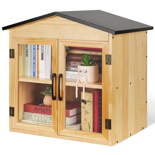 Ozzptuu 2-Tier Outdoor Library Box Exchange Box, 20x14x21 Inch