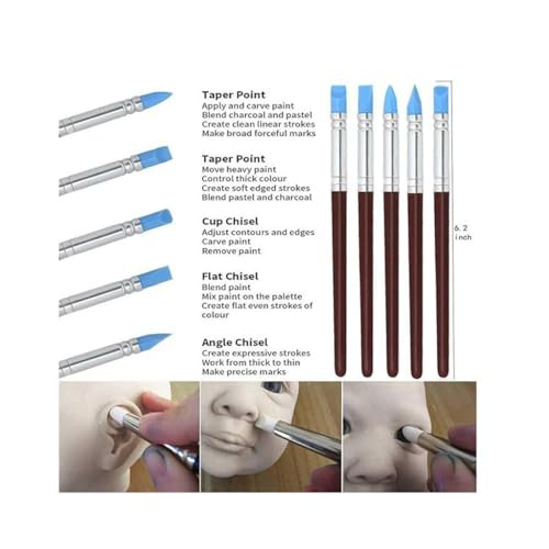 QVEZPRYX Clay Tools Set 19 Carving Ceramic Silicone Spot Drill Pen Indentation
