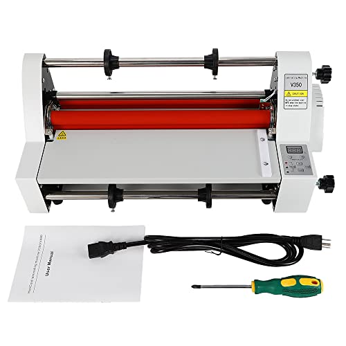 V350 13" 350mm Hot Cold Roll Laminator, Digital Display Single&Dual Sided Laminating Machine for BOPP, Pte, Highlighted Dbw, Cross Pattern Film