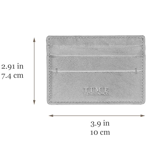 Time Resistance Credit Card Case - Leather Business Card Holder - Italian Handmade Card Organizer (Black)
