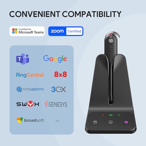 Yealink WH63 E2 Wireless DECT Headset, Single Ear Office Headset for Work