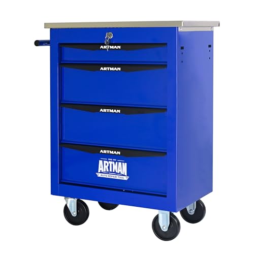 KEIKI 4 Drawers Tool Cart on Wheels,Multifunctional Rolling Tool Chest Tool Storage,Drawers Rolling Tool Trolley Organizer Tool Case for Garage, Warehouse, Workshop, Repair Shop (Blue)