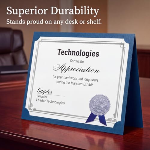 PaperDirect Foil Elegance Custom Certificate Jackets, Blue, Double Silver Embossed Foil, Personalized Certificate Holders, Schools, Businesses, Awards, Diplomas & Professional Recognition, 50 Count