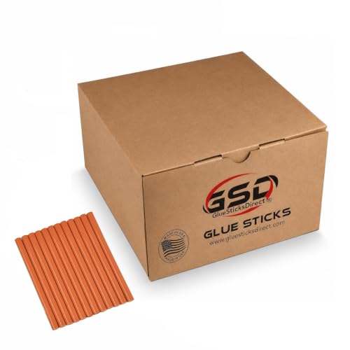 GlueSticksDirect Mini Size Hot Melt Glue Sticks for Glue Gun - Bulk 4in Burnt Orange - Great for Art Craft Repairs & Compatible w/Most Glue Guns - 5/16" X 4" (Approx 565 Sticks, 5lbs Pack) - USA Made