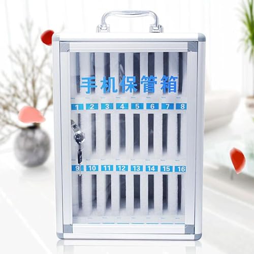 Pocket Chart Storage Cabinet for Cell Phones, Cell Phones Storage Cabinet Pocket Chart Storage Locker Box, with Handle and Security Lock, for Classroom Office (Color : Silver, Size : 12) (Silver 24)