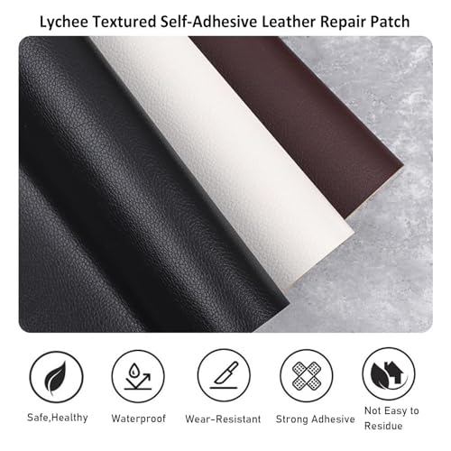 Fabric Adhesives Large Self Adhesive Leather Repair Kit, Faux Leather Repair Patches for Furniture, Black Leather Patch for Repair Sofa Car Seat Chair Luggage(100x500cm/39.37x196.85in)