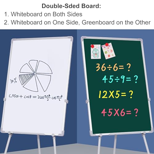 TRUNXUCL Dry Erase Board Double Sided, Standing Whiteboard, Magnetic White Board with Stand, Tripod Height Adjustable(Green,80x100cm/31.5x39in)