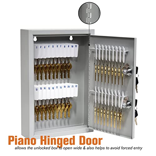BankSupplies Fort Knox 40 Key Cabinet - Dual Lock Control Key Box - Welded 22 Gauge Steel Construction - Scratch Resistant - Write-On Key Tags for Easy Identification