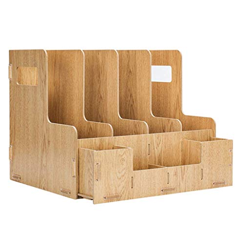 Wood Desk Organizer with Drawer,Office Supplies File Letter Sorter Document Folder Tray Pen Holder,Storage Shelf Rack