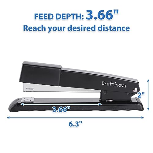 Craftinova Metal Desktop Stapler - 25 Sheet Capacity, Heavy Duty, Black, with 2000 Staples & Remover, Office Use, 6 Pack