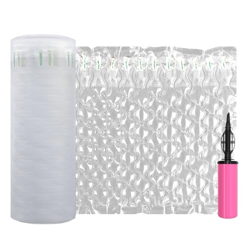 Hijelyn Inflatable Bubble Cushioning Wrap Roll Heavy Duty Bottle Shipper Protector Sleeve 12"x164' Large Size Air Bubbles Packing Supplies for Fragile Items, Air Pillows for Shipping Moving Packaging