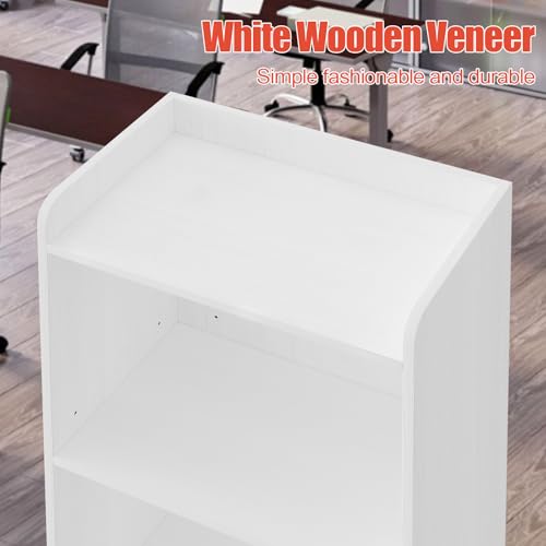 aboxoo Podium Stand - Portable Podium Stand with 4 Rolling Wheels, Pulpits for Churches with Adjustable Shelf, Hostess Stand, Mobile Teacher lecterns & podiums for Church, Classroom, Office (White)
