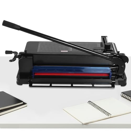 ALINUOYQ 17inch Guillotine Paper Cutter, Heavy Duty Paper Trimmer with Double Safety Protection, Stack Cards Trimmer Solid Steel with Rubber Foot Pads 400 Sheets Capacity for Classroom Crafting