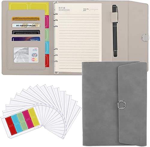 ONMYJFD A5 Leather Binder Budget Planner Organizer 6 Binder Cover with 15 Pcs Envelope Pockets,Label,for Money Saving Budgeting(D)