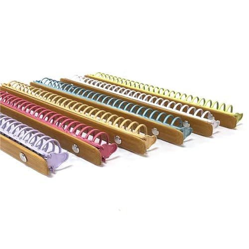 Ring Clips 4pcs B5 Colorful Metal Ring Binder Clips with Bamboo Back Panel 26 Detachable Buckle Loose-Leaf Binding Strip for Notebook(Purple)