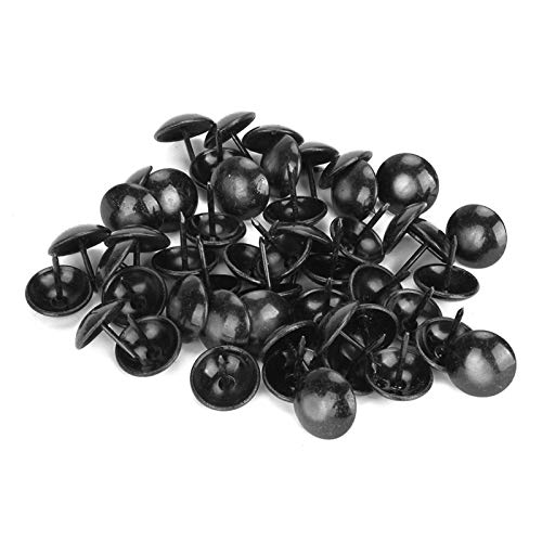 Pins Thumbtack,100 Pieces of Black Jewelry Box Sofa Drum Nail Decoration Nail Black Push pin Interior Decoration Nail Pneumatic Push Nail Gun Pneumatic Nail Usual and Practical Fasteners(Size:25x22mm)