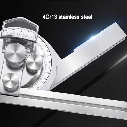 Xoiasth Universal Bevel Protractor, 0-360 Degree Stainless Steel Adjustable Angle Measuring Finder with Magnifier, Goniometer Angular Ruler, 3 Detachable Rulers (150/200/300mm)