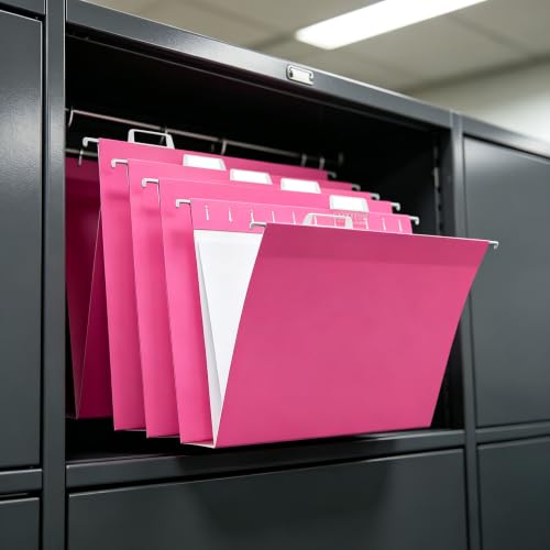 50 Pack Hanging File Folders, Letter Size File Folder Pink