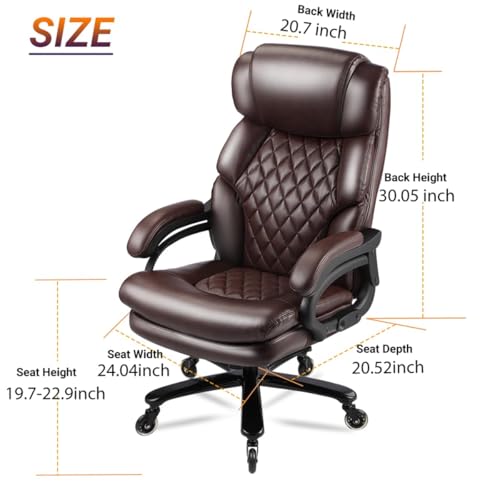 Qusaphy Big and Tall Office Chair for Heavy People, Executive Office Chair, 360 Swivel, Heavy Duty Casters
