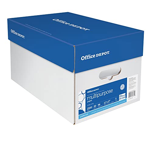 Office Depot® Brand Multipurpose Paper, Ledger Size, 96 Brightness, 20 Lb, 500 Sheets Per Ream, Case Of 5 Reams