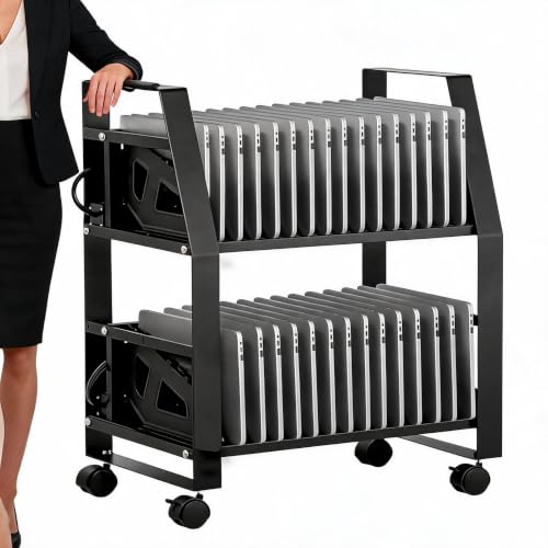 Aptliton Laptop Charging Cart 32-Device 15.6" Lockable Rolling Office