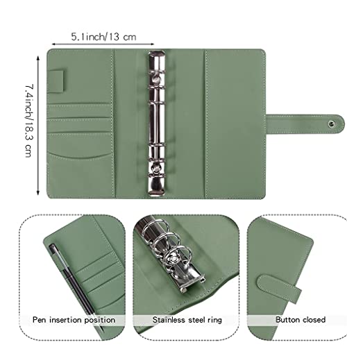 A5 Leather Notebook Pocket Binder Cash Plan Envelope Organizer 6 Ring Labels Office Supplies (Color : A Size