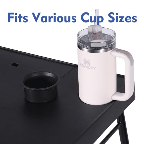 JNLABCRSU 26 Inch Black Adjustable Height Folding Personal Table with Built-in Cupholder & Tablet Holder, Portable No-Assembly Fold Flat Utility for Home Dorm Office Events