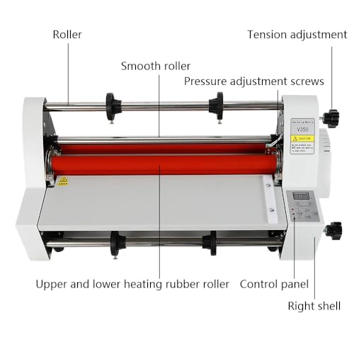 Hot Cold Roll Laminator Single and Double-Sided Heating Mode Laminating Machine Electronic Temperature Control Digital Display Full Mute