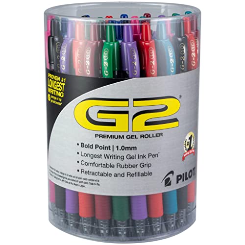 PILOT G2 Premium Gel Pens, Bold Point 1.0mm, Assorted Inks, Tub of 36