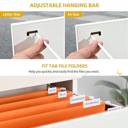 DWVO File Cabinets for Home Office 4 Drawer Filing Cabinet Office Vertical Files Storage File Drawers for A4 & Letter-Sized Documents,White