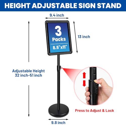 VAIIGO 3Pack 8.5x11 Sign Holder Stand,Adjustable Floor Standing Sign Holder