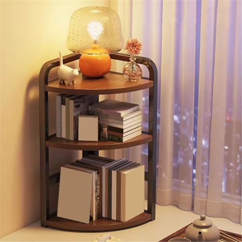 Office Bookshelf Industrial Style Corner Steel Fram Fan-Shaped Artificial Board Bookshelf Storage Rack