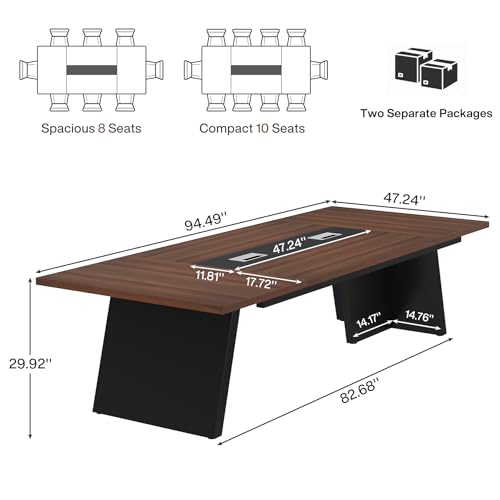 Tribesigns 8ft Conference Table, Large Office Conference Table for 8-10 Person, Business Seminar Furniture for Conference Room