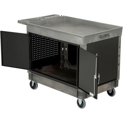 Global Industrial Top Tray Shelf Maintenance & Utility Cart with Cabinet,