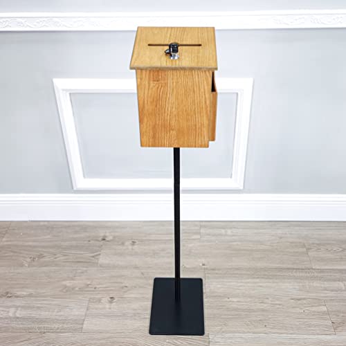 FixtureDisplays® MDF Metal Donation Box Floor Stand Lobby Foyer Tithes & Offering Suggestion Collection Ballot Box 11065+12151