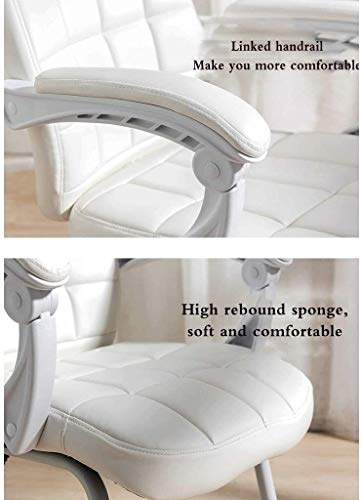 Office Chair Swivel Desk Chair Simple Boss Recliner Comfortable Home High Chair Conference Swivel Chair Lift Chair Rotatable Reclining (Color : Brown) (White)