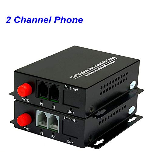 Jeirdus 1Pair 2 Channel PCM Voice Telephone Fiber Optical Media Converters Extender Adapter Single Mode FC Fiber Optic Port Caller ID FAX
