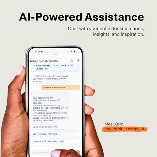 inq Smart Writing Set – Converts Handwriting to Text – Real Ink on Real Paper - AI Note Taking, Voice Recording and Transcription, For iPhone and Android - Smart Pen & Notebook (Letter Size), White